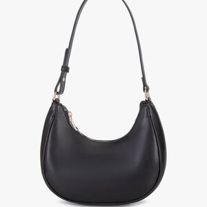 Elegant Black Crescent Shoulder Bag with Gold Accents